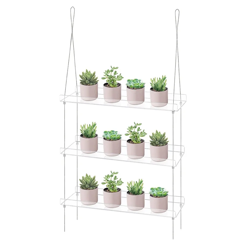 ABKY-3-Tier Window Plant Shelves 16 Inch, Acrylic Adjustable Hanging Floating Shelf, Window Sill Extender For Indoor Plants image 6