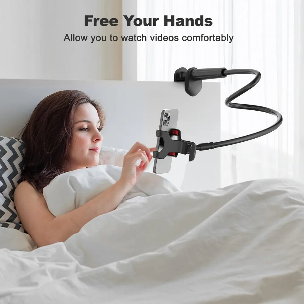 2024 Newest Gooseneck Phone Holder 80cm/31in Long Flexible Lazy Arm Clip, 360 Adjustable Overhead Phone Mount for  4-7