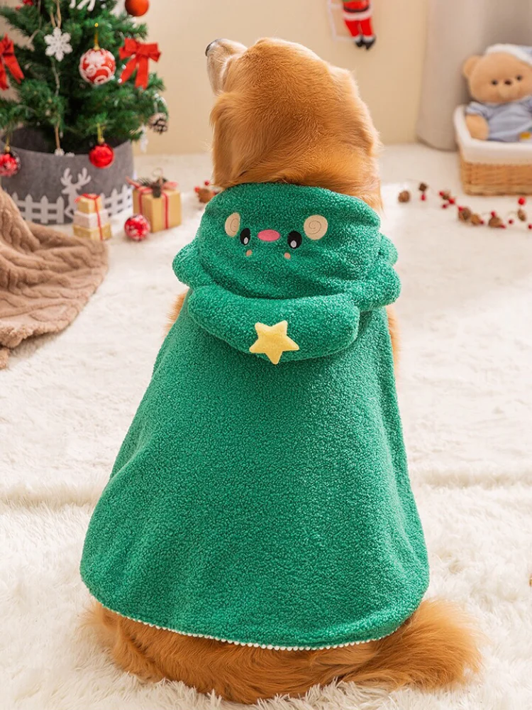 Dog Clothes Winter Coat Christmas Tree Costume Brown Reindeer Sweater Soft Outfit Green Extra Large Cape Xxl Hoodie Decorations