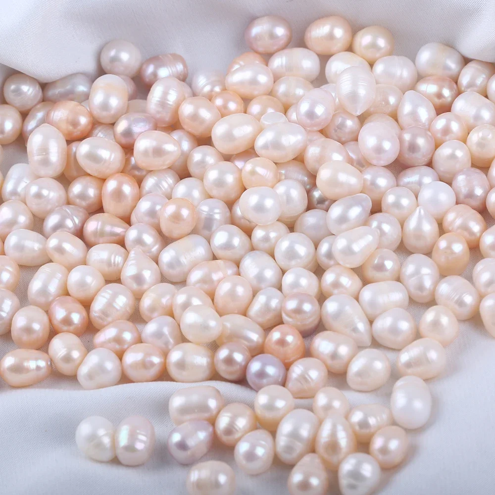 

Wholesale 9-10mm rice shape white pink purple mixed freshwater pearl loose beads without holes 100g/bag