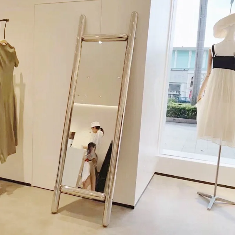 

Household stainless steel full-body mirror, steel floor-to-ceiling full-length mirror, clothing store wall fitting mirror