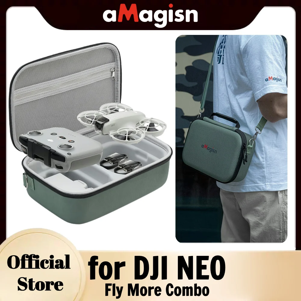 aMagisn Neo Case, Portable PU Storage Neo Shoulder Bag for DJI Neo Fly More Combo Drone and RC-N3 Remote Controller Accessories