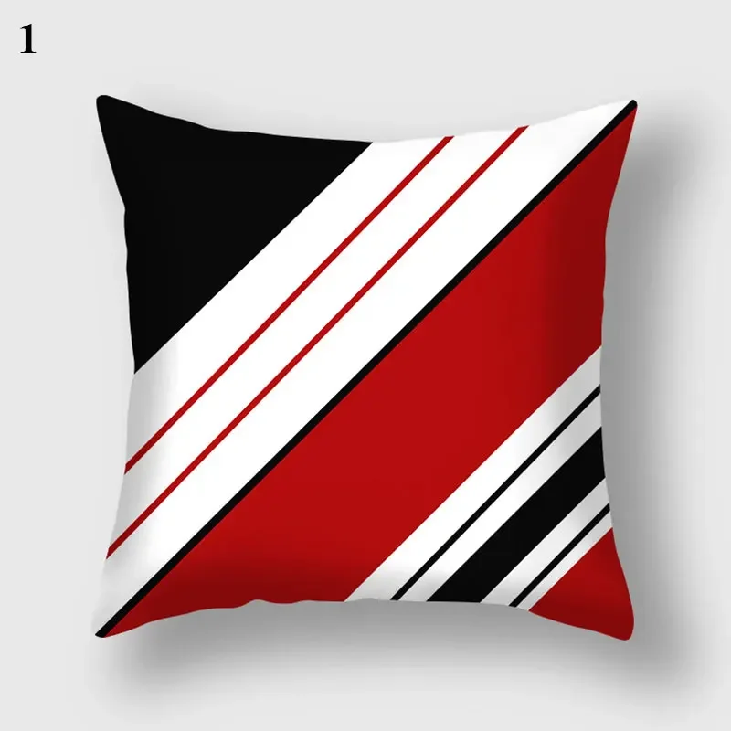 Home Decor Black Red Pillowcase Geometric Pattern Living Room Sofa Cushion Covers Car