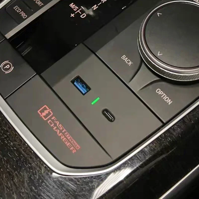 For BMW G42 G20 G21 G22 G23 G26 G28 I3 I4 27W Car USB Type-C Charger Fast Phone Charger Gear Shift Lever Charging Holder Trim