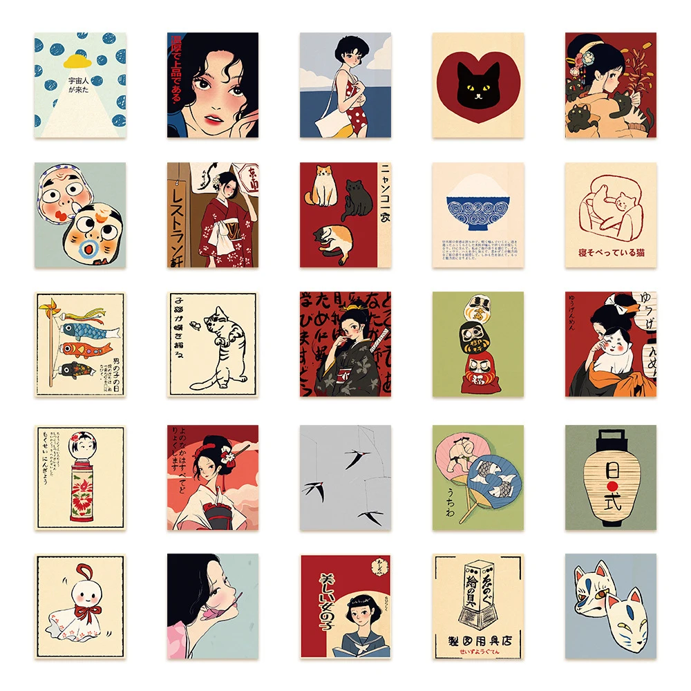 10/30/50pcs Classico Stile Giapponese Cultura Adesivi Carino Giorno di Primavera Del Fumetto Adesivo Del Computer Portatile Bottiglia di Acqua Del Telefono Kawaii ragazza decalcomanie
