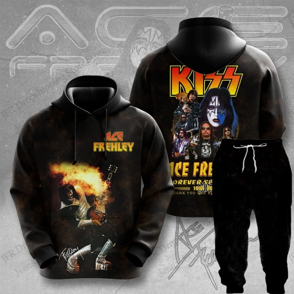 

Rock Two Piece Hoodie Pant Sets Kiss Band Ace Frehley 3d Print Set Men Women Fashion Hoodie+Pant 2Piece Set Sport Tracksuit New