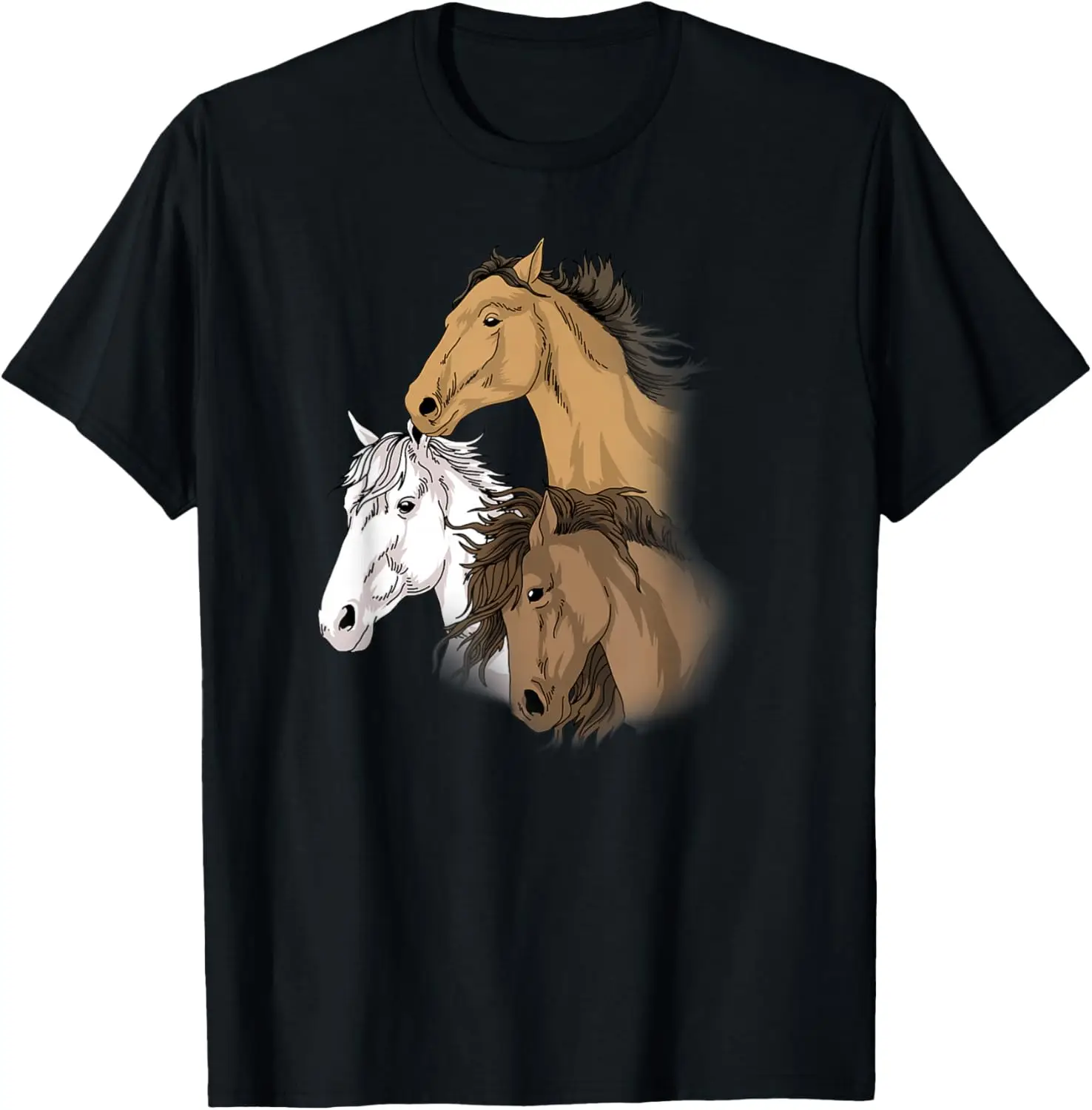 

Three Horses Portrait Graphic Tee Cotton Breathable T-Shirt Unisex Riding Apparel