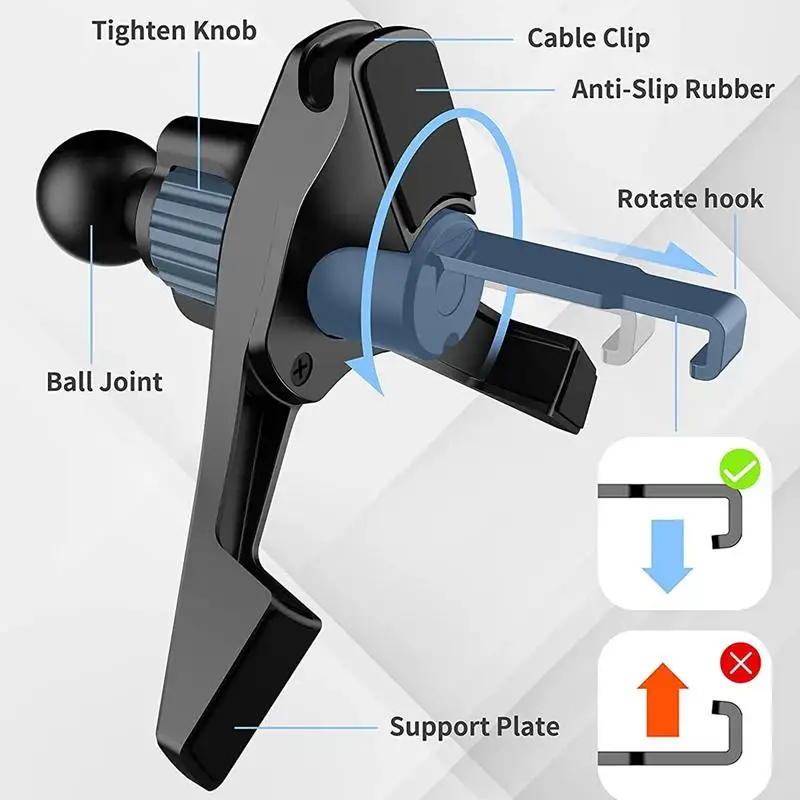 Car Air Vent Clip Mount 13/15/17mm Ball Head Base for Car Phone Holder hook type Rotatable Cell Phone Bracket base Car Mount