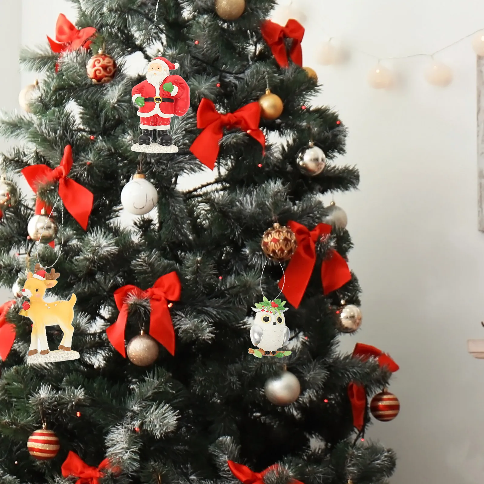 

6pcs Christmas Tree Hanging Ornaments Resin Xmas Decor Sturdy Pendant Gift For Home Garden Decoration Xmas Party Favor