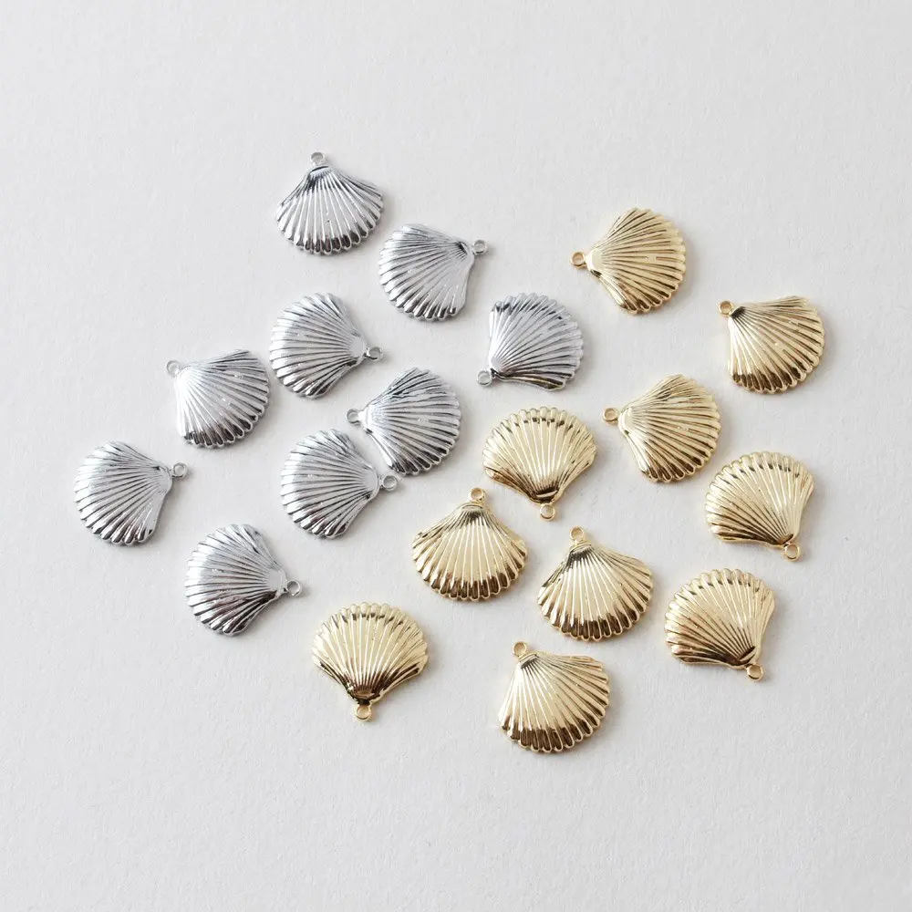 6PCS Shell Shape Charm Jewelry Making Supplies Necklace Pendant Minimalist DIY Handmade Brass 18k Gold Plated 13mm
