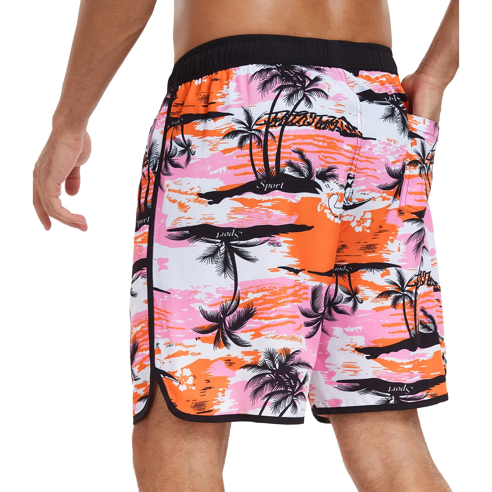 ผู้ชายสไตล์ Tropical พิมพ์กางเกงว่ายน้ําว่ายน้ําท่องชุดว่ายน้ํา Beachwear Quick-Drying กางเกงขาสั้นว่ายน้ําพร้อมกระเป๋ากางเกงขาสั้นฤดูร้อน