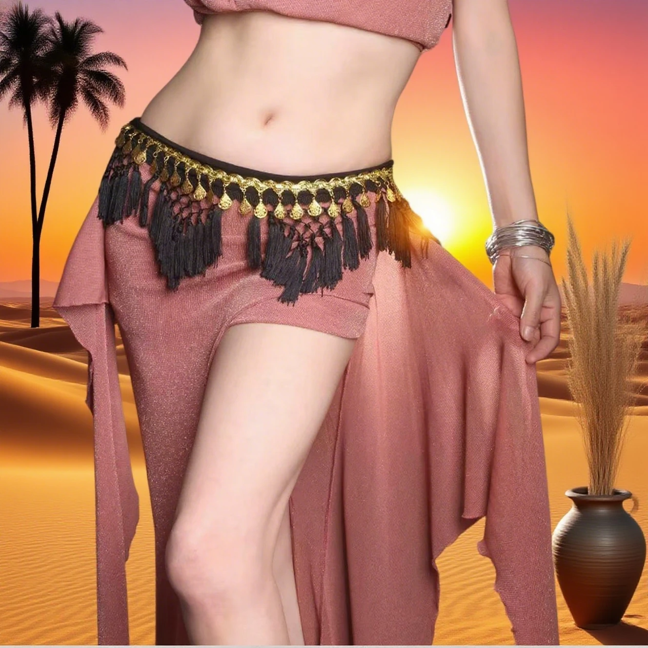 Tribal Style Belly Dance Waist Chain Belt Tassels Performance Training Hip Scarf Women Oriental Bellydance Costumes Accessories