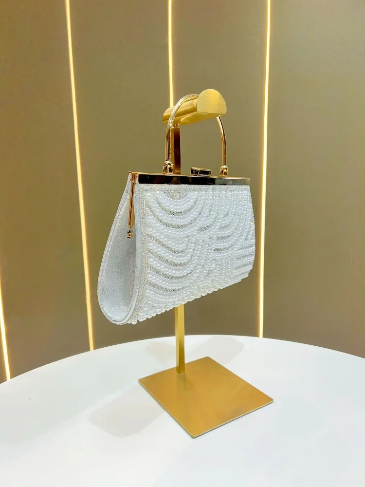 Luxuriöse Perlen-Clutch-Taschen für Damen, modische Diamant-Hochzeits-Geldbörse, Clutch, elegante Party-Bankett-Handtaschen, Kette, Umhängetaschen
