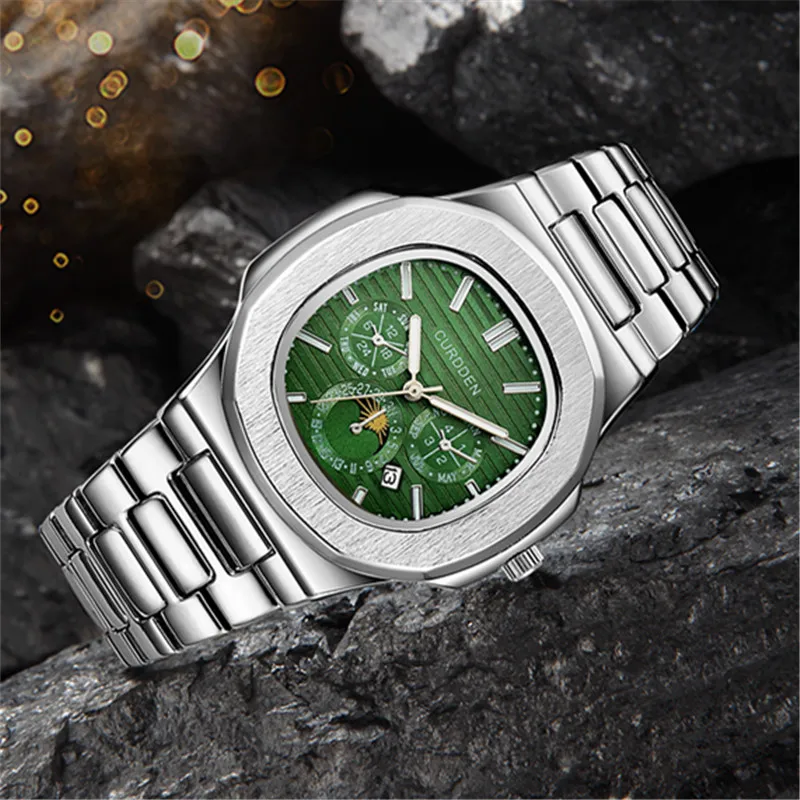 Montre Homme Men Genuine CURDDEN Brand Watches Fashion Casual Alloy Band Date Quartz Vintage Watch Silver Relogio Masculino 2024