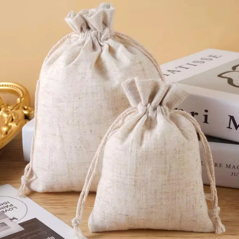

Cotton Linen Gift Bags Perfume Makeup Jewelry Jute Drawstring Pouches
