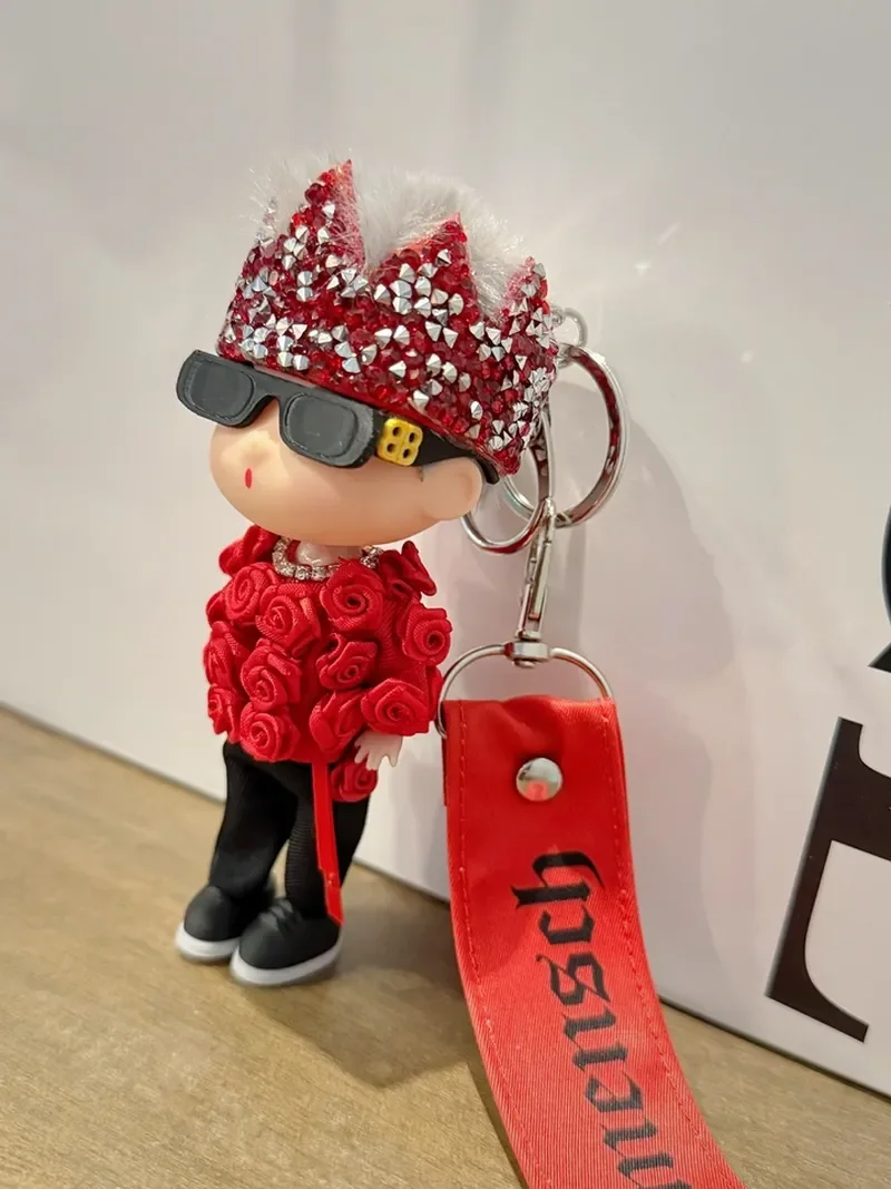 

Quan Zhilong Concert Doll Handmade Red Rose Crown Birthday Gift Keychain Pendant Anime Cosplay Collectible Figure