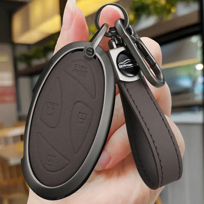 

Stylish Leather Car Key Case Cover 5 7 Buttons Zinc Alloy Protective Case For Hyundai Kona Ev Grandeur GN7 IONIQ 6 2023 2024