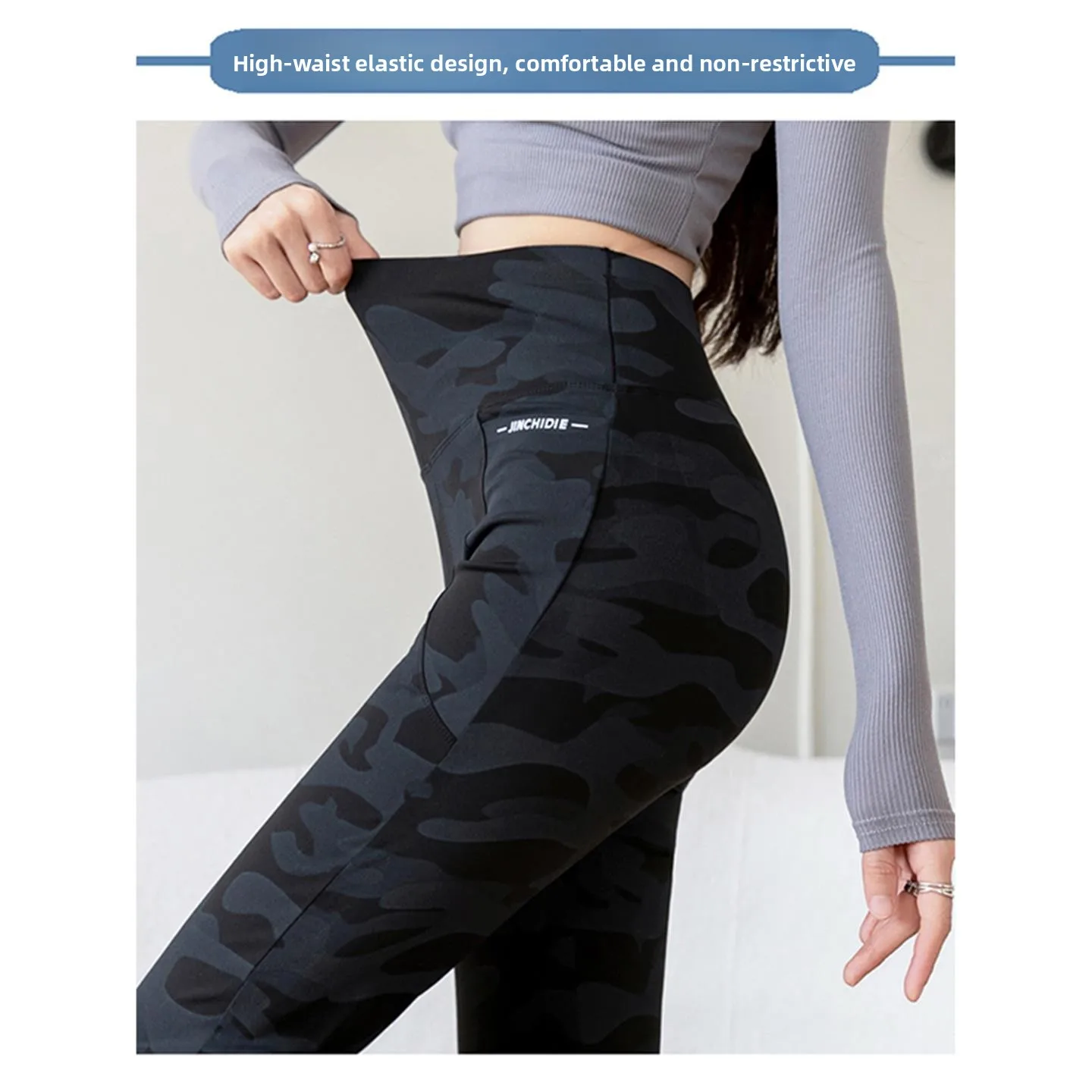 High Waist Camouflage Wide Leg ark Pants Women's Outdoor Wear Summer Fitn Yoga Trousers with Double Sided kets