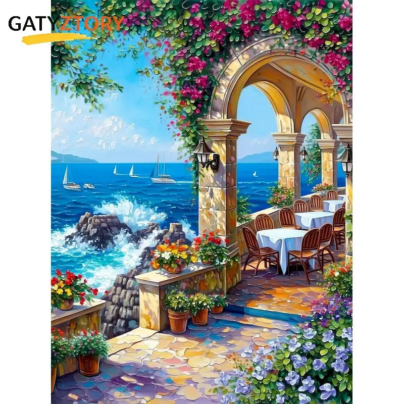 

GATYZTORY Seaside Painting By Numbers Gift Diy Gift Scenery Paint for Painting Handpainted Art Supplies