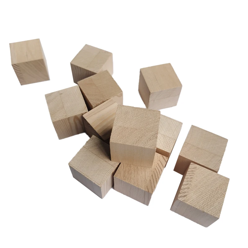 Wooden Blocks for Crafts, Unfinished Wood Cubes, Natural hemlock Wooden Blocks, Pack Wood Square Blocks, Wooden Cubes for Arts