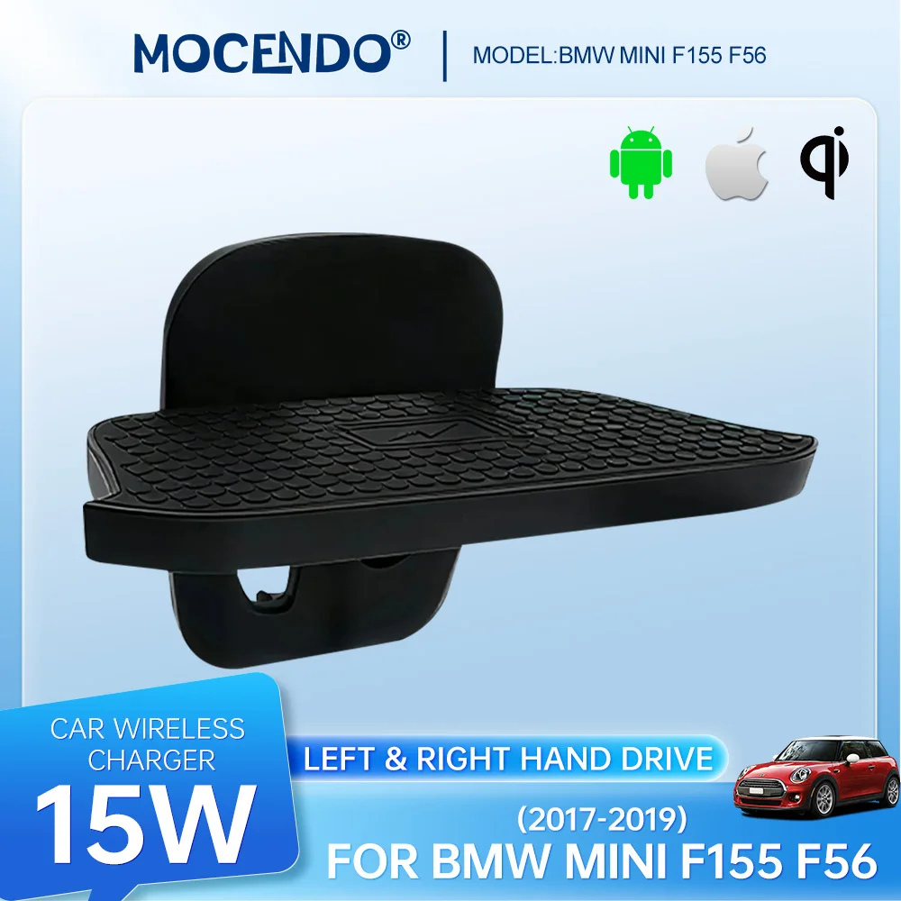 Auto QI Kabelloses Ladegerät für BMW MINI F55 F56 F57 2014-2023 15W Schnelles Telefonladegerät Ladepad Zubehör