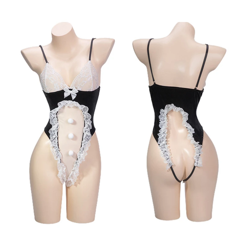 

Lace Deep V Perspective Jumpsuit Bunny Girl Costumes Kawaii Bodysuit Cute Rabbit Ear Headwear Comfortable Cosplay Women Set 2025