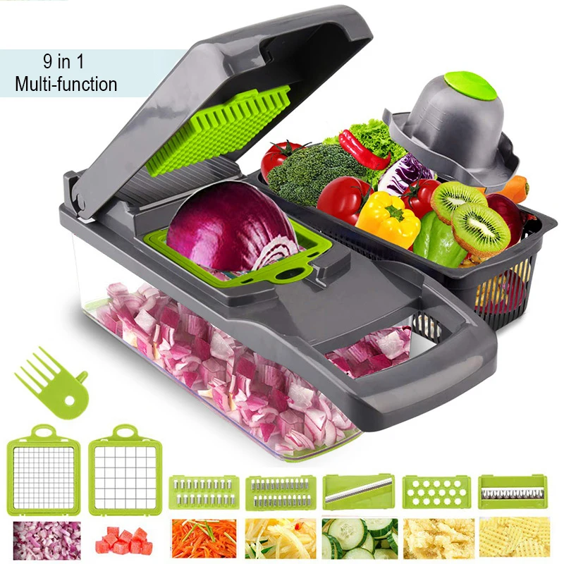 Vegetable Cutter Grater Carrot Potato Peeler Onion Chopper Kitchen Fruit Food 9 in 1 Gadgets Vegetable Slicer Multi Machine