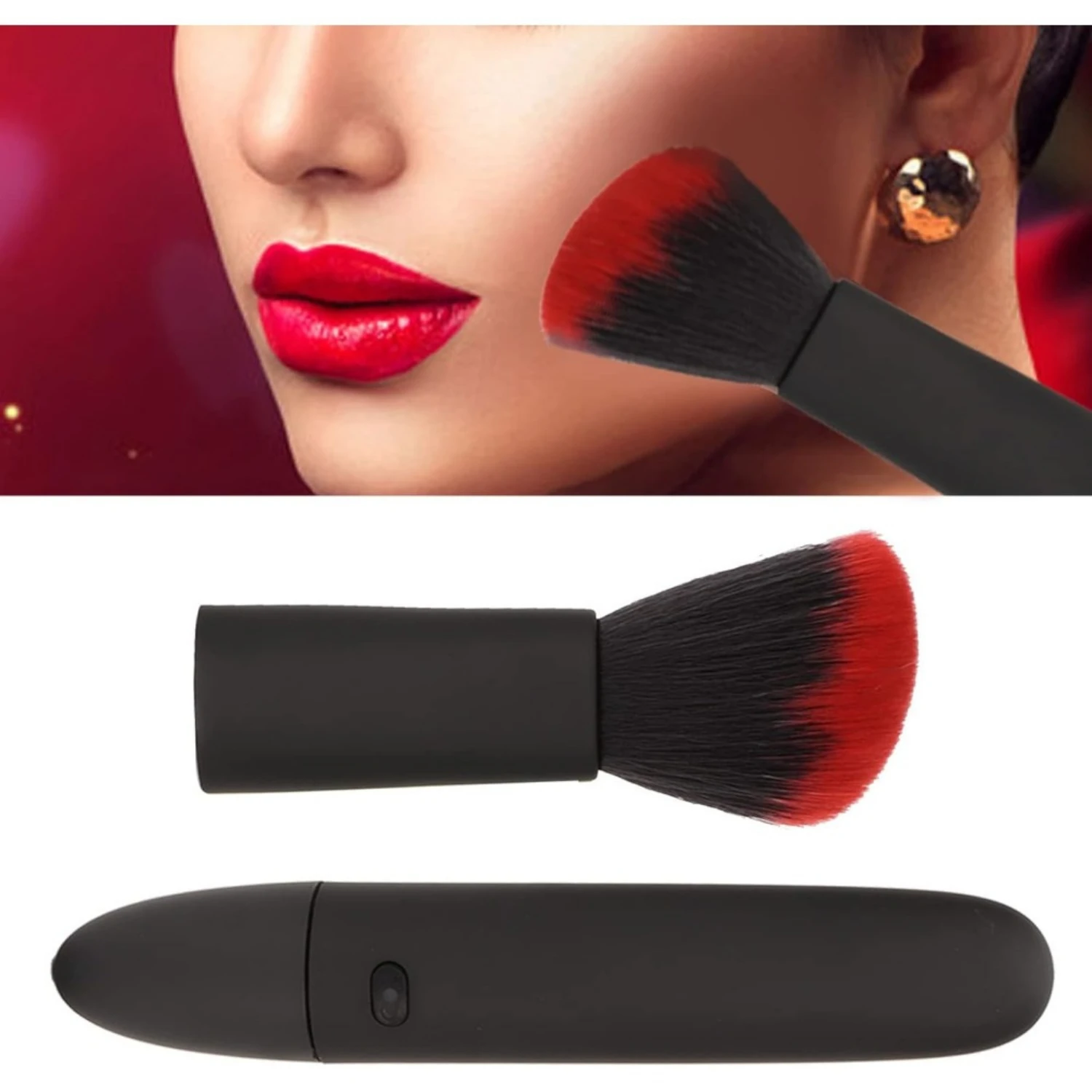 Makeup Brush, Portable 10 Gears Vibration Frequency  Face Brush Rechargeable Adjustable Multifunctional Waterproof Blush Brush f