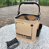 Outdoor Fishing Bucket Foldable and Portable Net Live Fish Bucket EVA with Rope Water Bucket for Wild Fishing Household Bucket