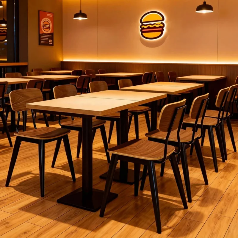 custom.Factory Directly Rustic Table and Chair Set Metal Wood Commercial Furniture Restaurant Use