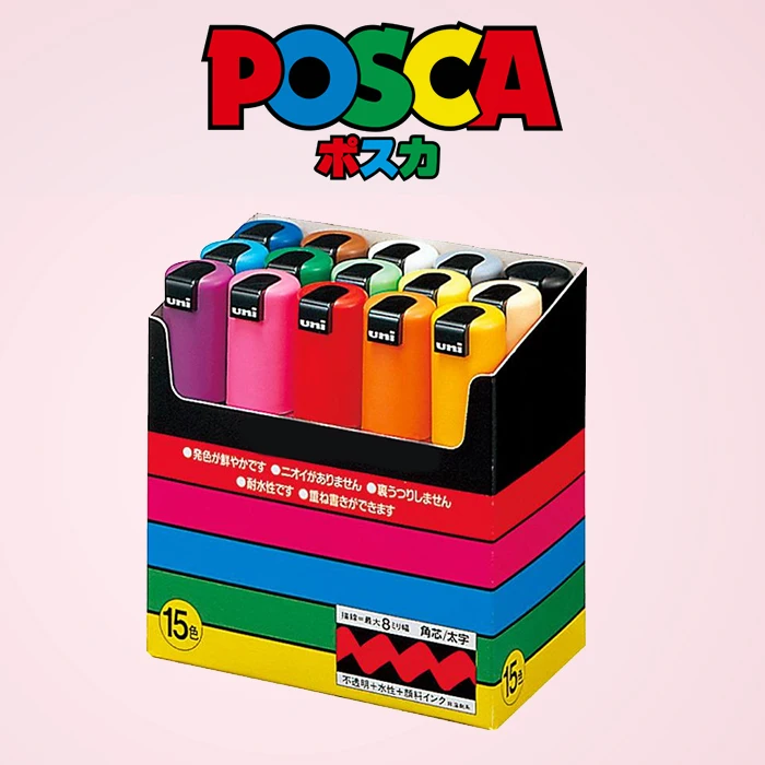 

Japan UNI Posca Markers Set 8/15 Colors Marker Permanent Graffiti Advertising Acrylic Paint Pen Highlighter Art Supplies Station