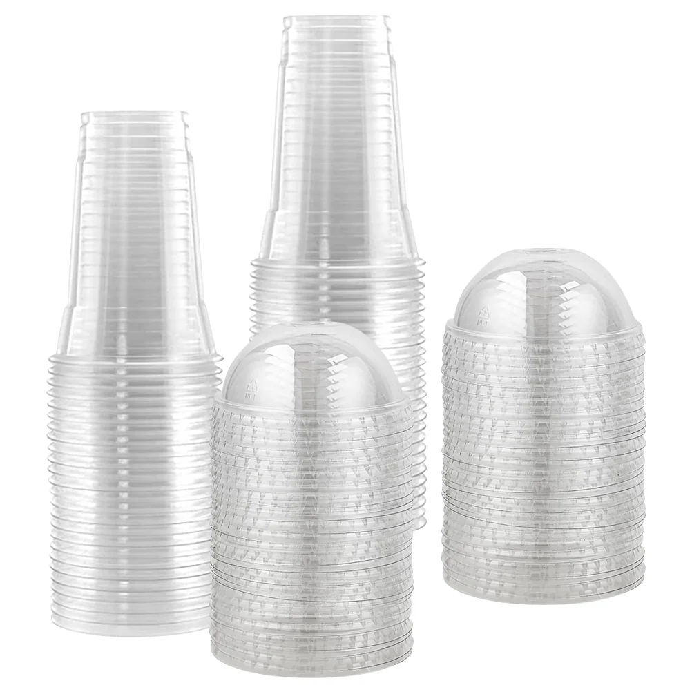 

50 Pcs Multi-function Clear Cups Portable Juice Drink Accessory with Lids Cover