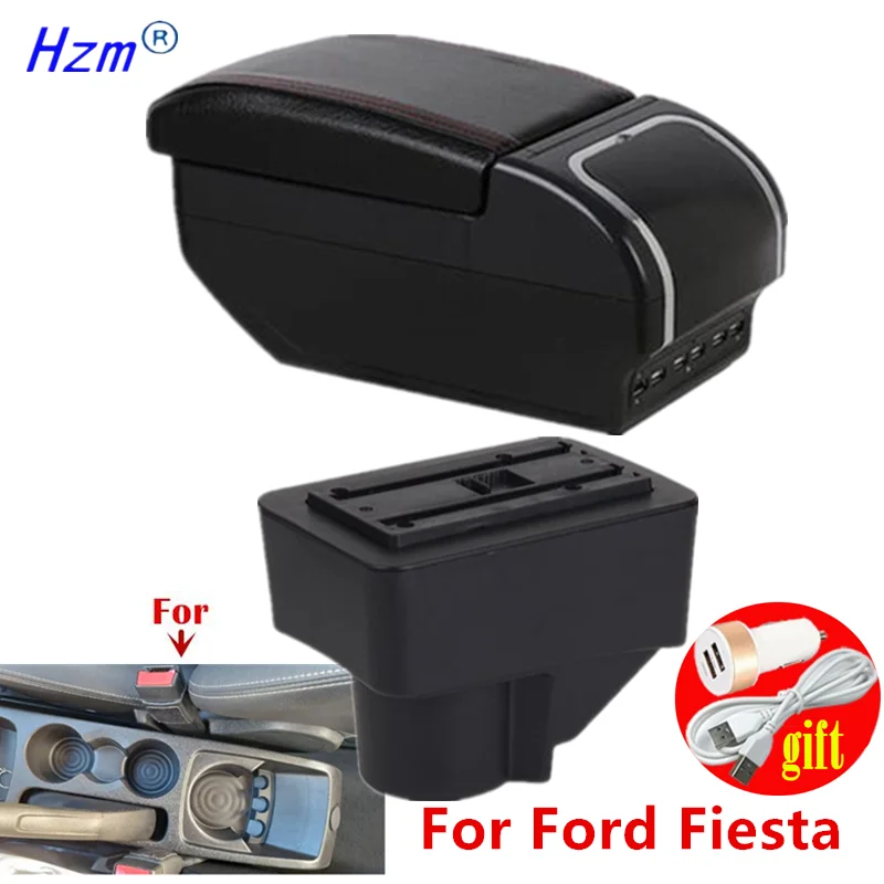 

Подлокотник для Ford Fiesta, автомобильный подлокотник для Ford Fiesta 3, 2011-2018 годы, автомобильный ящик для хранения, аксессуары из искусственной кожи, простая установка