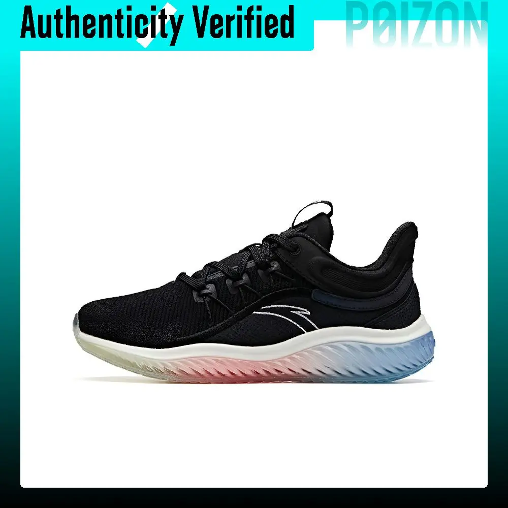 Anta Slip Resistant Cushioning Lightweight Breathable Low top Running Shoes Women's Black White 12945501-1