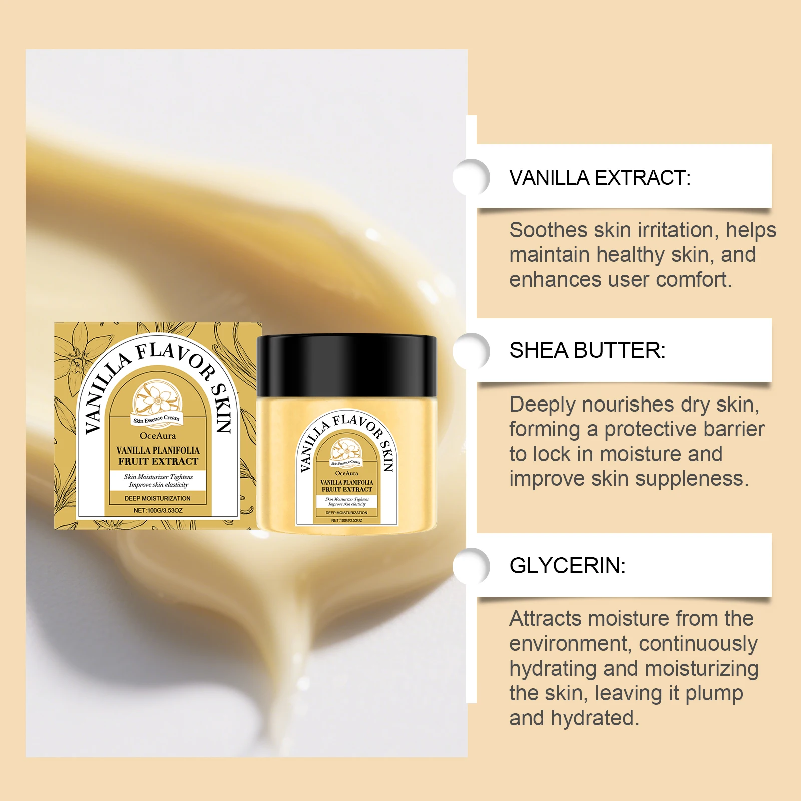 كريم الجسم بزبدة الشيا للبشرة الجافة لوشن ترطيب عميق زبدة الجسم المغذي مع مستخلص الفانيليا العناية بالبشرة الناعمة تدوم طويلاً