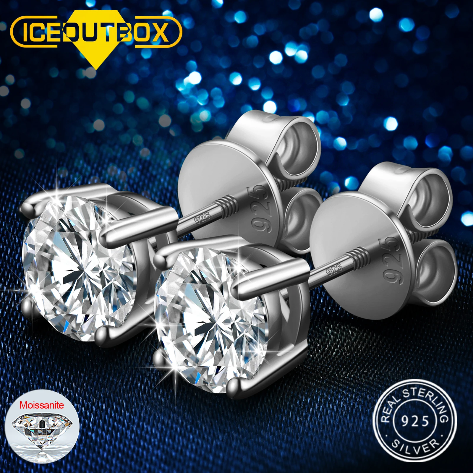 Luxury Moissanite Stud Earrings in Sterling Silver