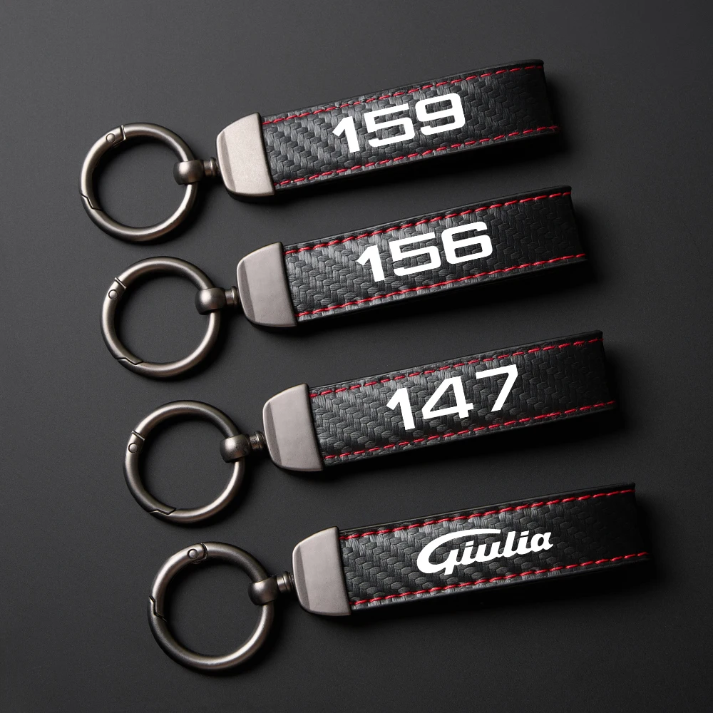 Car High-Grade Leather Keychain Keyring For Alfa Romeo 147 156 159 MITO Giulietta Giulia Stelvio Accessories