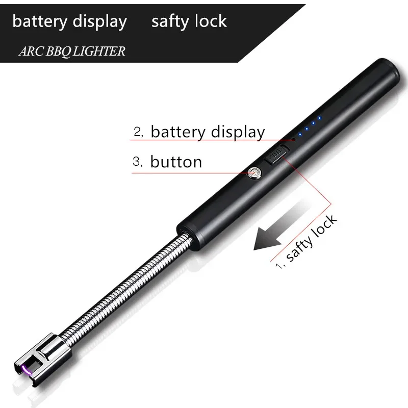 2026년 신형 USB 충전 금속 아크 라이터 야외 방풍 담배 라이터 주방 조명 아로마테라피 캔들 BBQ에 적합