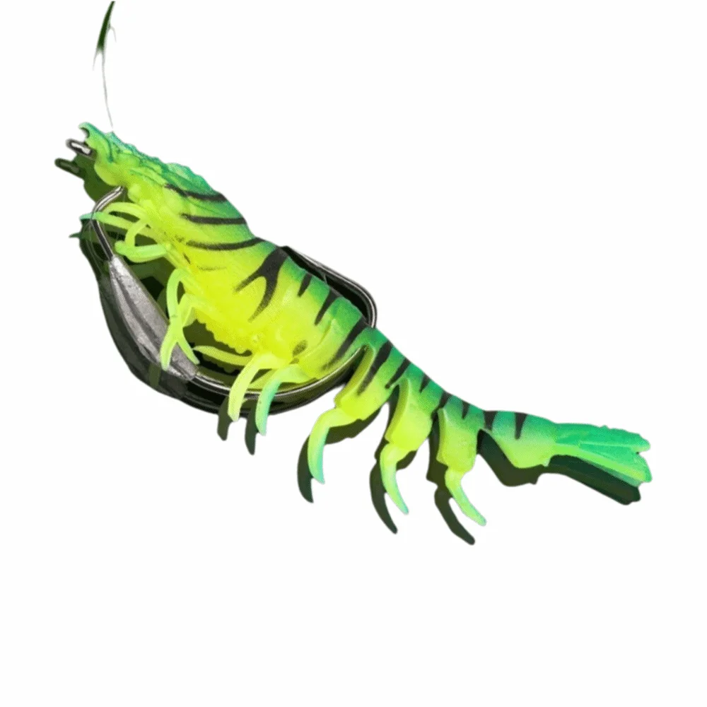 Señuelos de pesca de camarones TPE de 9,5 cm de longitud, 10g de peso, diseño de camarones artificiales, cebo Artificial de gambas, anzuelos preinstalados