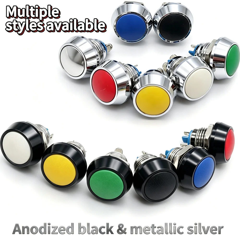 12mm 1PCS Mini Waterproof Momentary Push Button Switch Self-reset Blue White Red Yellow Black 1A DIY Control Pushbutton Horn