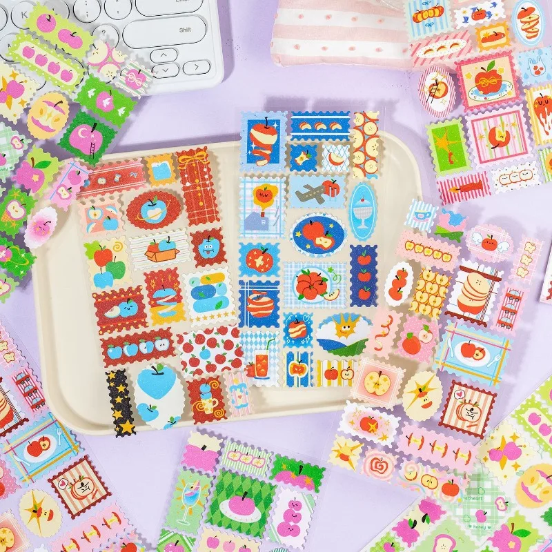 

2Pcs Cute Cartoon Apple Universe Series Cut-film Stickers Kawaii DIY Decor for Stationery Phone Case - Scrapbook Journal Sticker