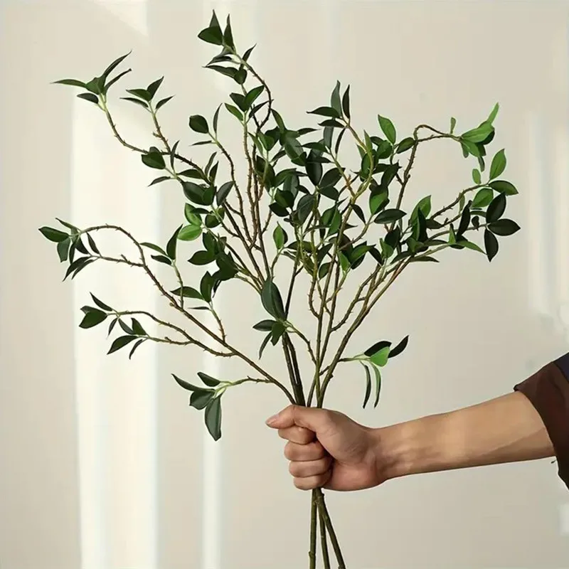 

1pcs Artificial Greenery Stems, Ficus leaves Fake plants For Wedding And Engagement Decor, Home Table Outdoor Yard Decoration