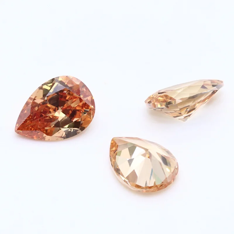 2x3 мм-13x18 мм искусственный фианит в форме груши, фианиты цвета шампанского, высококачественный фианит для ювелирных изделий