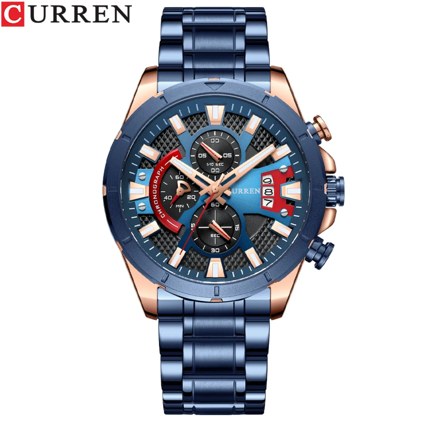 CURREN Watches Mens Top Brand Luxury Casual Steel Quartz Business Clock Male Sport Waterproof Date Chronograph Reloj Hombre