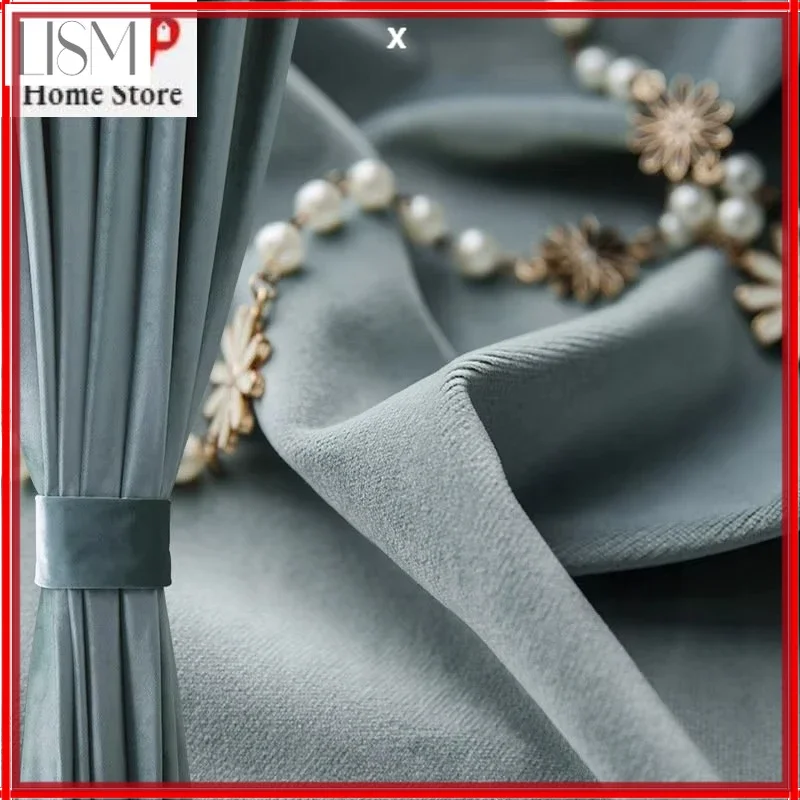 Flannel Solid Color Wool Blackout Curtains Bedroom Living Room Dining Bay Window Nordic Simple Light Luxury Velvet