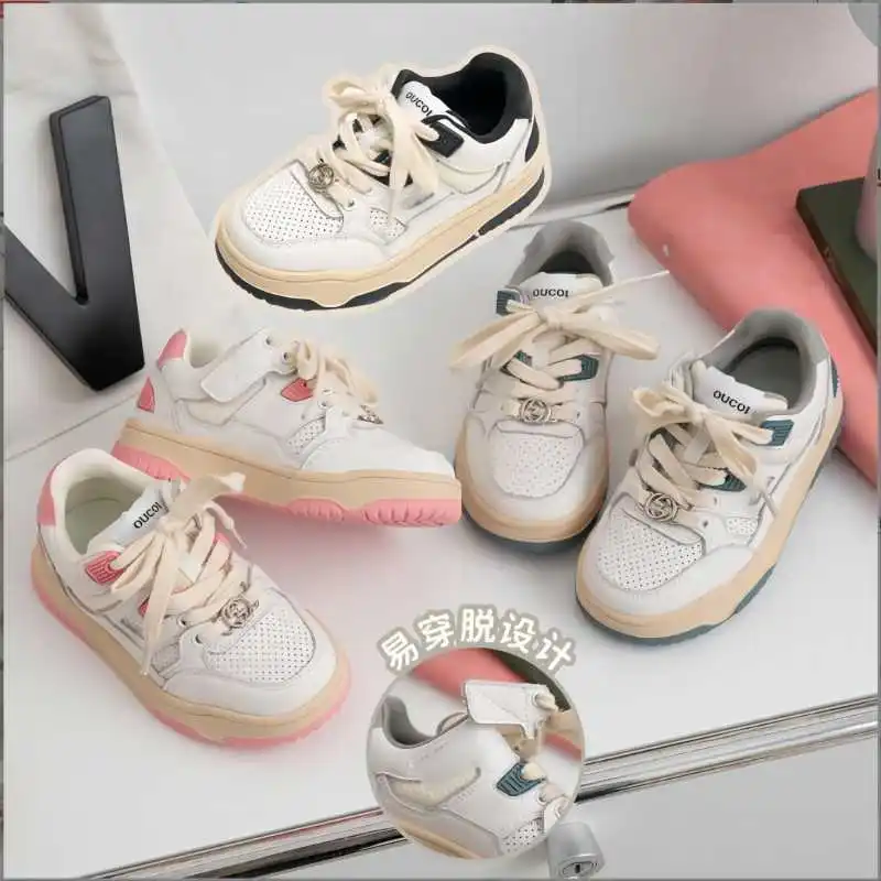 

Кроссовки детские из натуральной кожи, дышащие, Нескользящие, для мальчиков и девочек