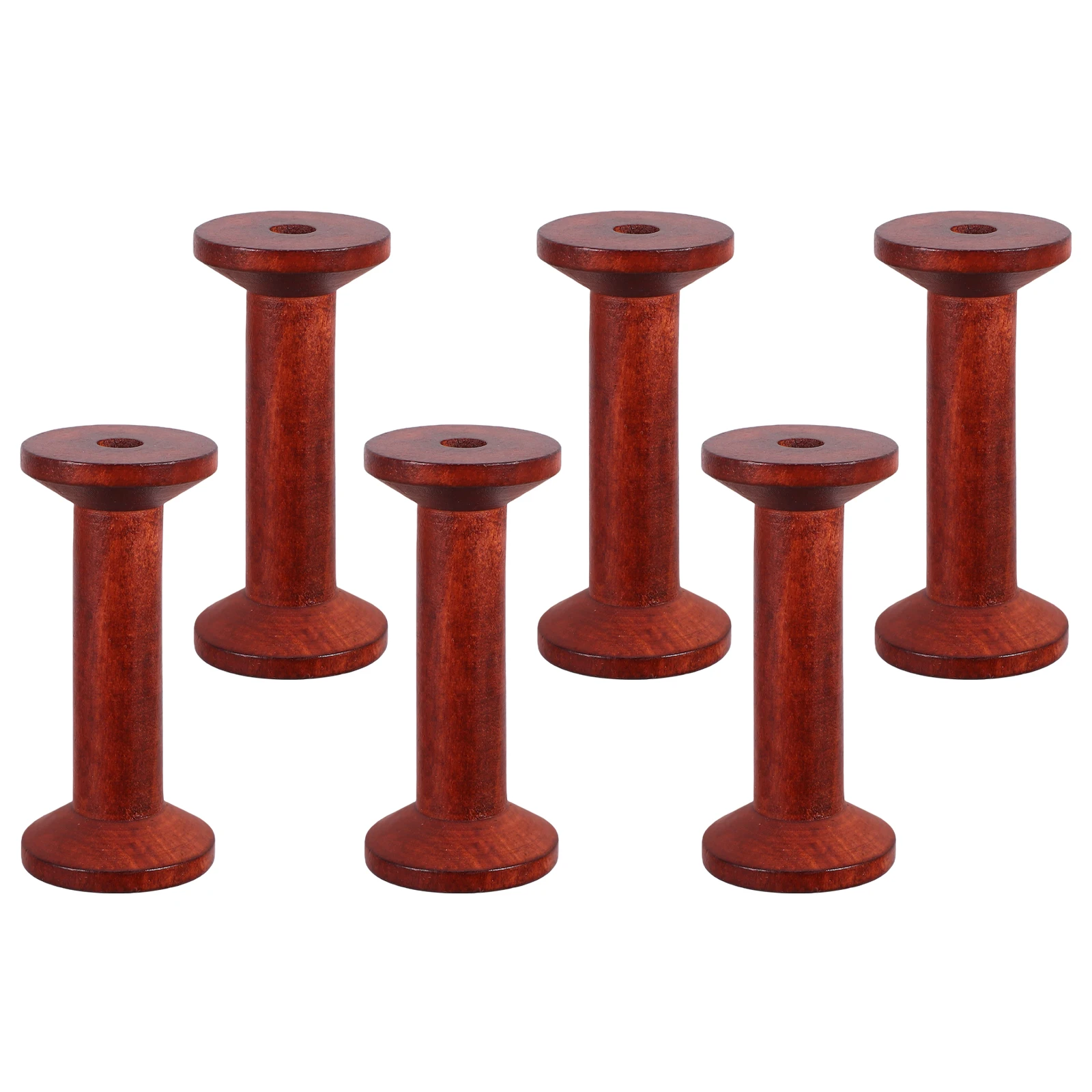 6Pcs Vintage Wooden Thread Spools Compact Sewing Organizer Household Yarn Holder Bobbins Thread Storage Wooden Bobbins Spools