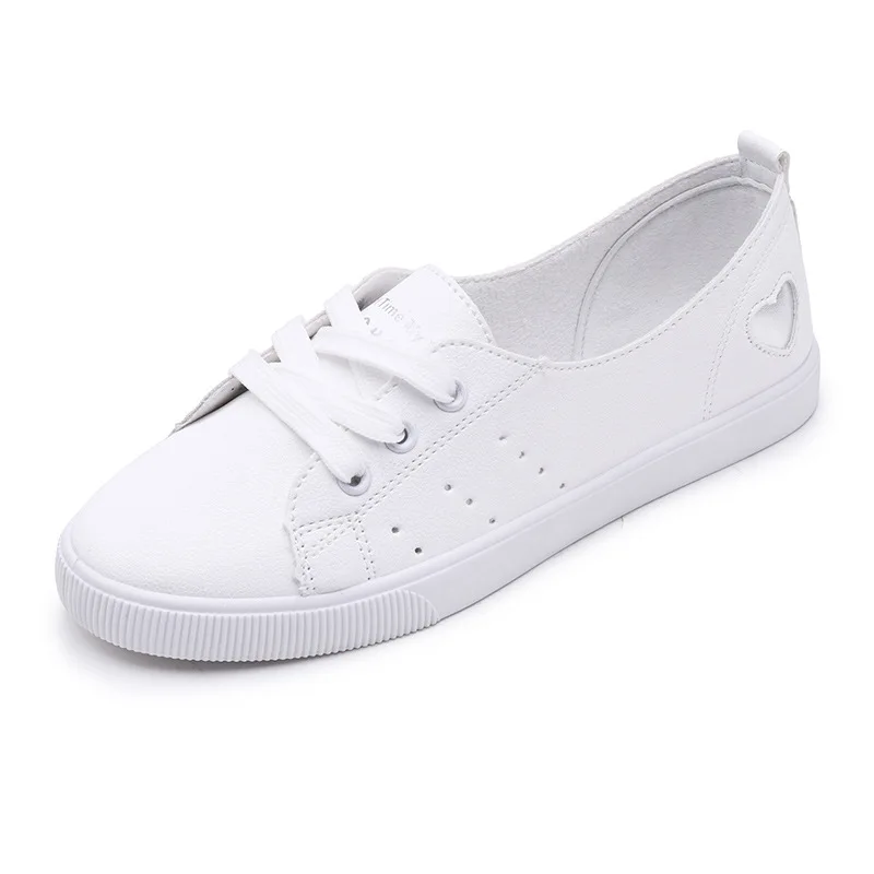 Spring White Women's Flat Shoes Soft-bottomed Sneakers Lace -up Casual Shoes Female Breathable Flats Shoes Women's running shoes