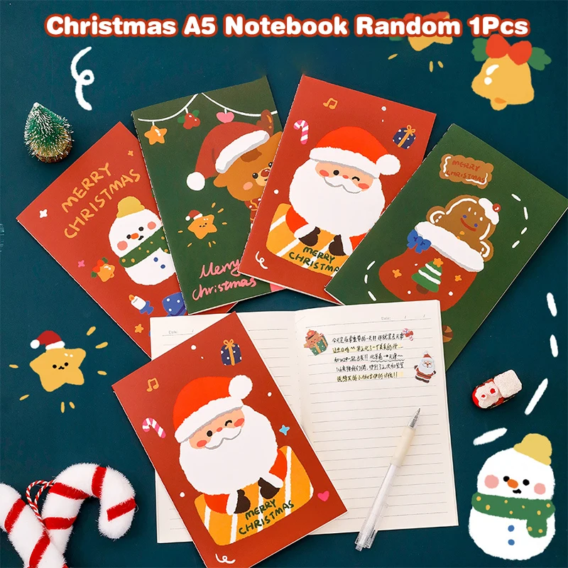 Creative Christmas A5 Pocket Notebook Cartoon Mini Notepad Fashion Students Writing Notepads Office Supplies Kids Prizes