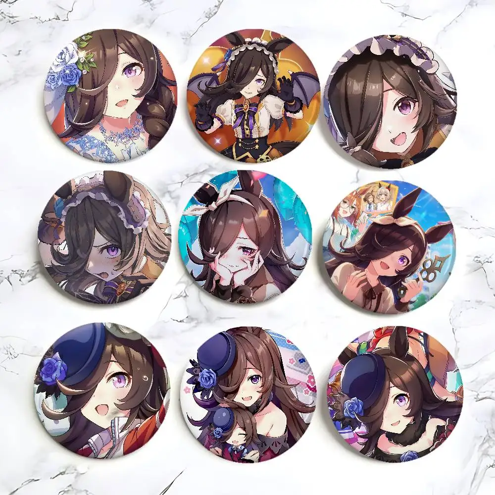 Uma Musume Pretty Derby Rice Shower Instagram-Style Cartoon Badges, Versatile Decorative Accessories And Gifts-image